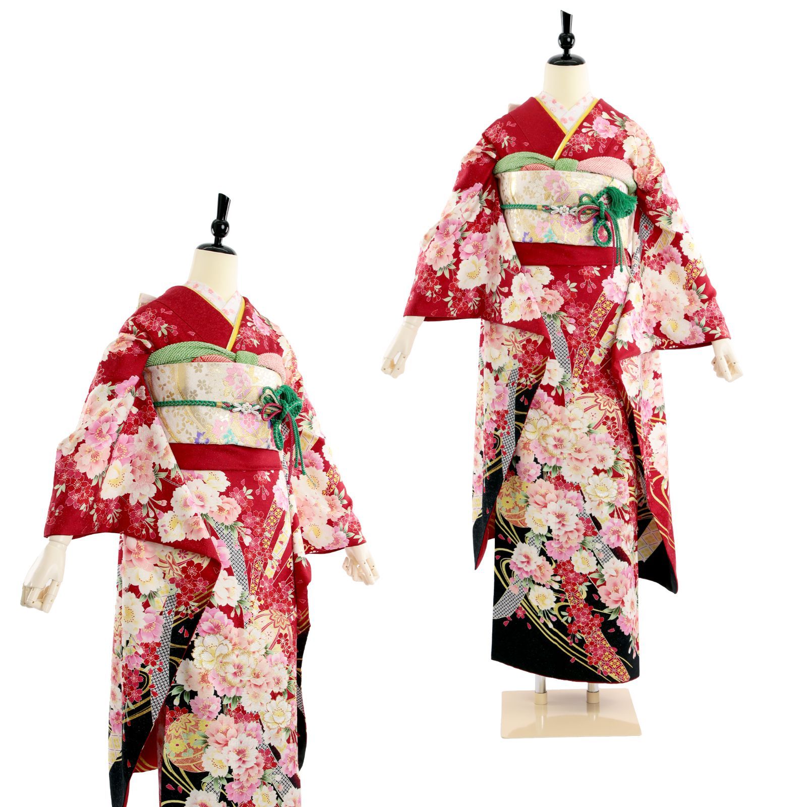 はな　⭐️めちゃくちゃ可愛い古典柄　振袖フルセット＋プレゼント付き❣️ 振袖 振袖セット USED振袖 赤 新古典柄 熨斗 桜 7点フルセット