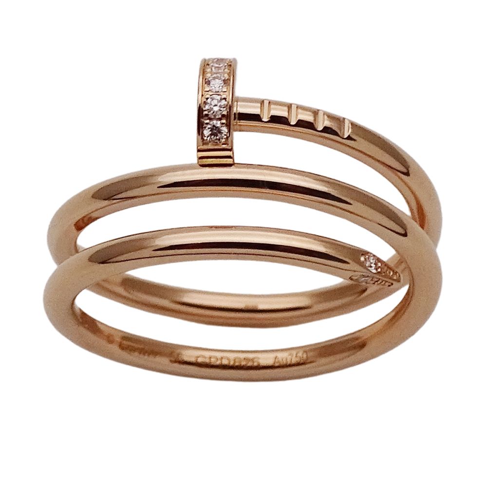 カルティエ Cartier リング レディース メンズ ブランド 指輪 750PG ダイヤモンド ジュストアンクル ダブル ピンクゴールド 56 約16号 ジュエリー 磨き済み