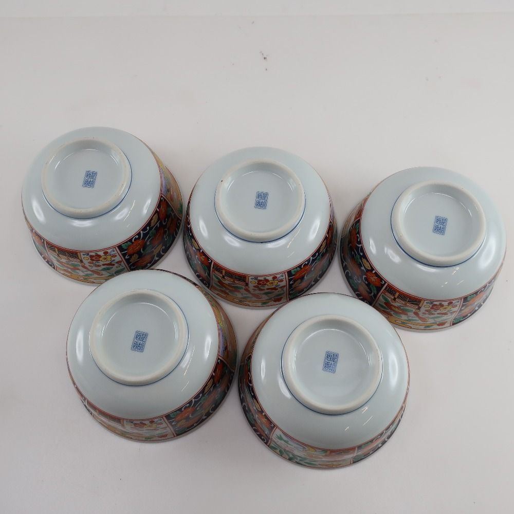 即決可 有田焼 醍醐窯 赤絵牡丹文 蓋付き丼ぶり 3客セット *