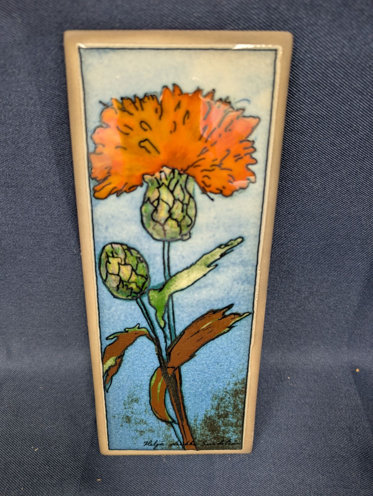 ARABIA Helja Liukko-Sundstrom ヘルヤ 陶板画 青い川を越えて 1984年