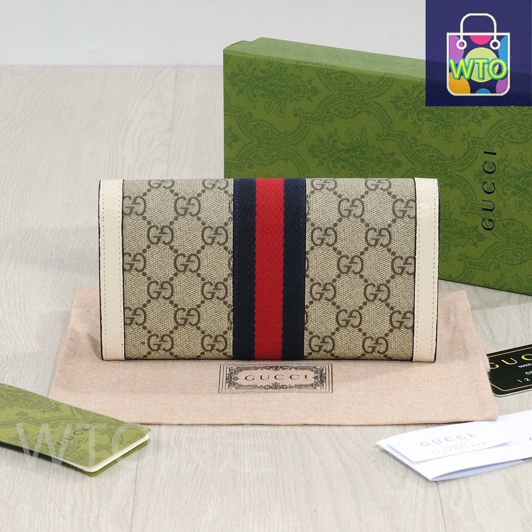 今日 Gucci グッチ オフィディアシリーズ 二つ折り財布 GGスプリームPVC使用 双G金具を装飾