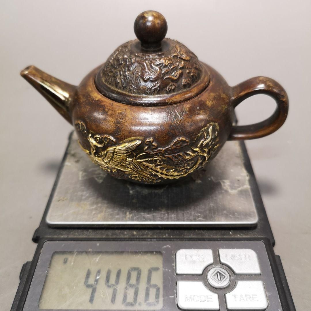 銅製 龍鳳急須 徳利 茶道具 装飾品 工芸品 置物 銅製 銅壺 龍鳳茶壺 徳利