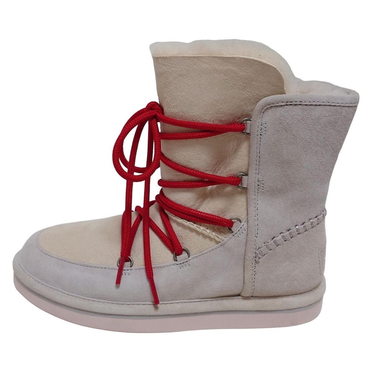 UGG アグ ショートブーツ 23 レディース - 1009317 グレー×レッド ムートン