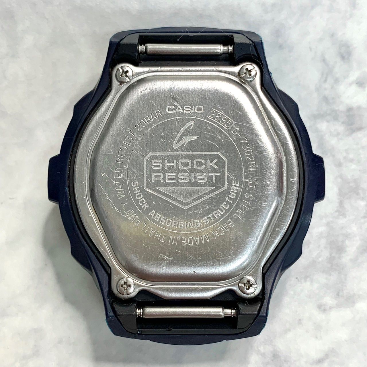 【G-SHOCK⭐️CASIO カシオ】 G-7302RL     5つ目モデル　 タフ ソーラー　 デジタル 腕時計　 ブラック×ブルー　 ステンレス　 動作確認済み　 ★ベルトはありません （AYA）