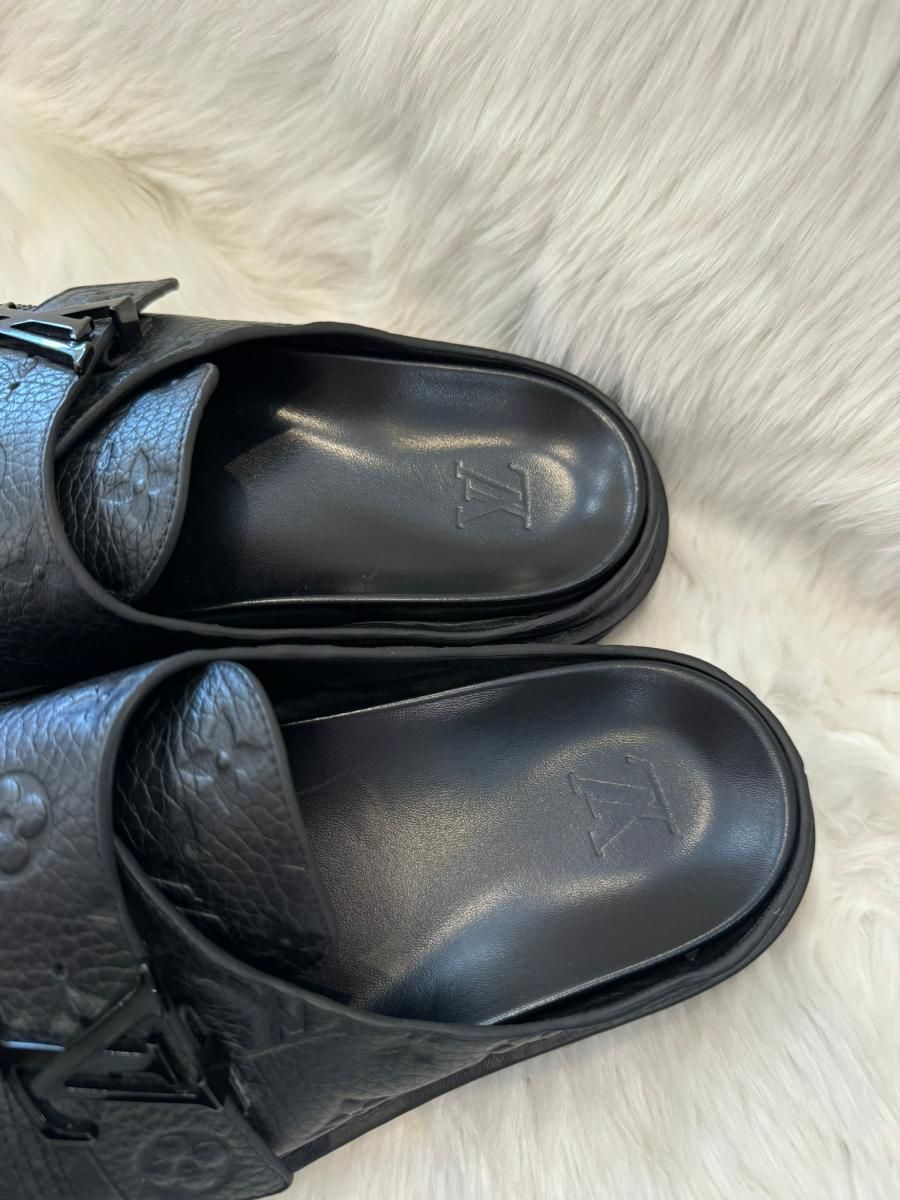 Louis Vuitton ブラック レザー サンダル 中古品 サイズ表記無し 中古】 LOUIS VUITTON (ルイヴィトン) イージーライン ミュール サンダル 靴