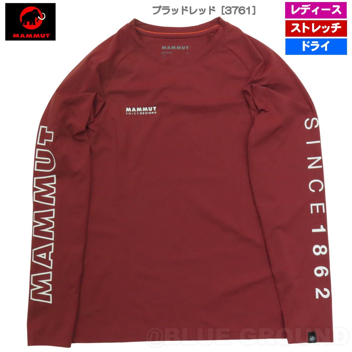 マムート | QD ロゴ プリント LSTシャツ AF レディース ブラッドレッド 3761 XS 日本サイズS