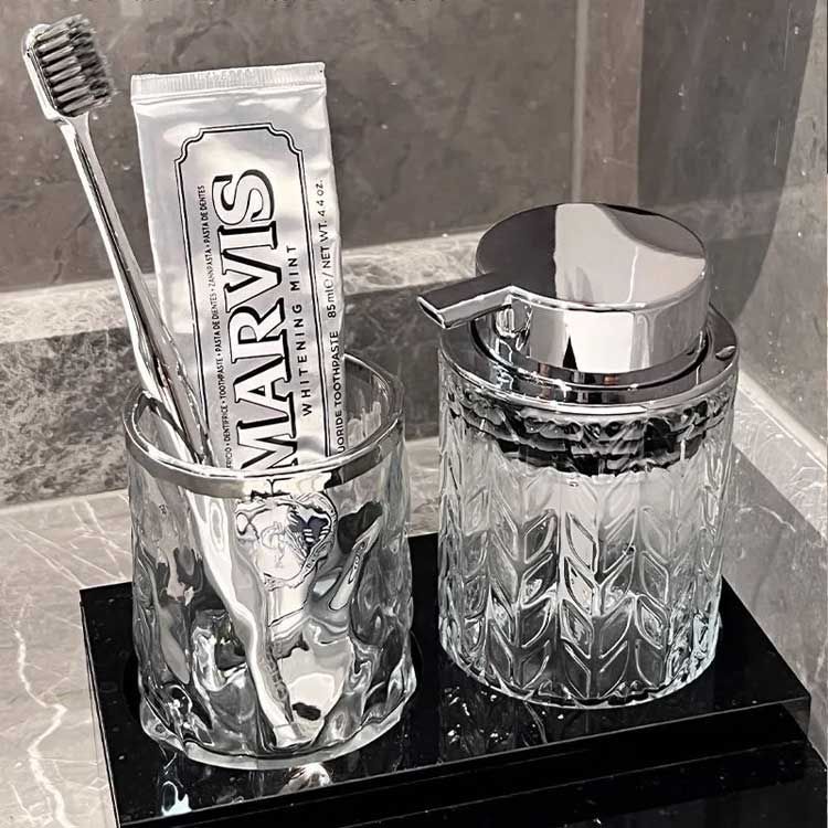 ソープディスペンサー 泡 ガラス製 透明 ハンドソープ ディスペンサー