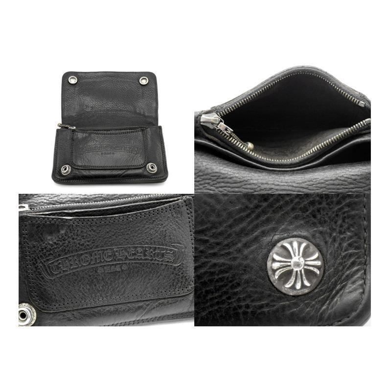 クロムハーツ 1ZIP/1ジップ クロスボタンレザーウォレット財布 メンズ