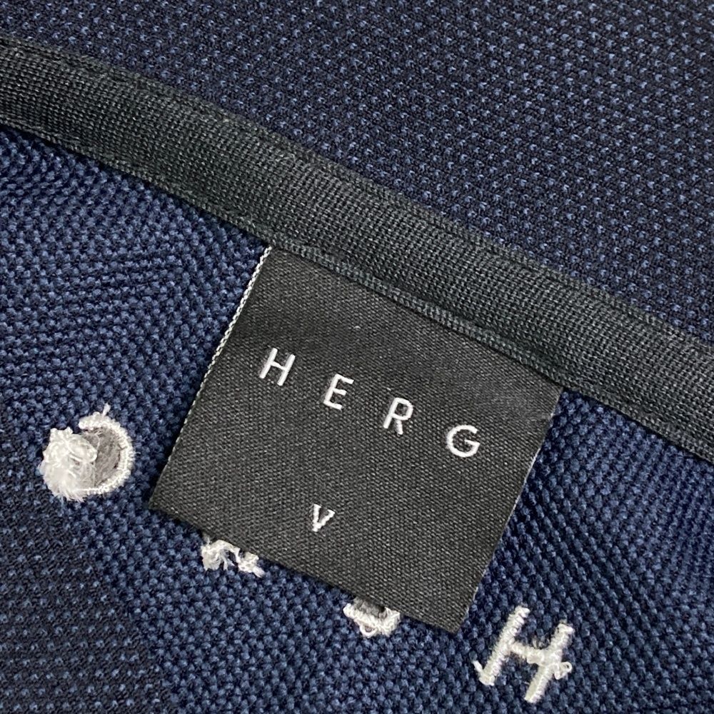 サイズ：5 HERG1　エルグワン 2023年モデル 半袖Tシャツ スタンドカラー  ネイビー系 [240101492974] ゴルフウェア メンズ ストスト HERG1 エルグワン 2023年モデル 半袖Tシャツ スタンドカラー