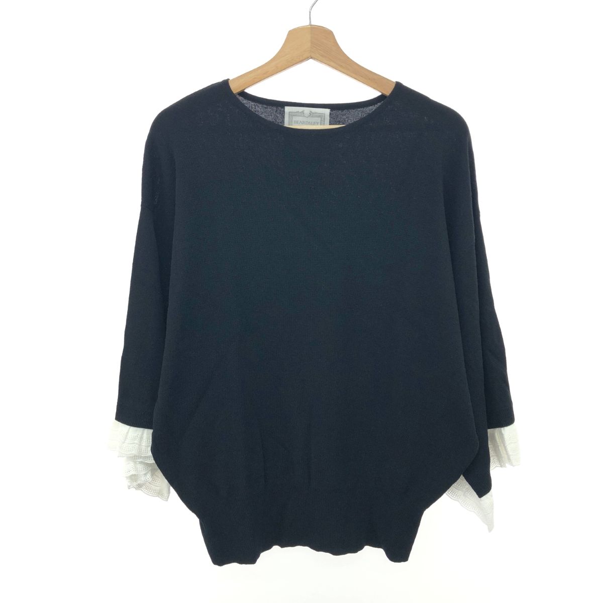 BEARDSLEY - 良好 BEARDSLEY ビアズリー 袖たっぷりレースニット 2024SS ニット サイズ:F BEZ1041305A0004 ブラック  レディース 　240001148811 良好 BEARDSLEY ビアズリー 袖たっぷりレースニット 2024SS