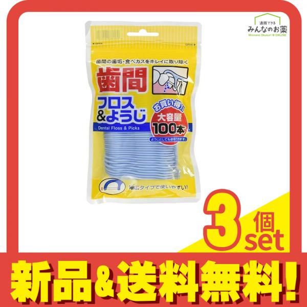 白金製薬 歯間フロスu0026ようじ 100本 3個セット まとめ売り