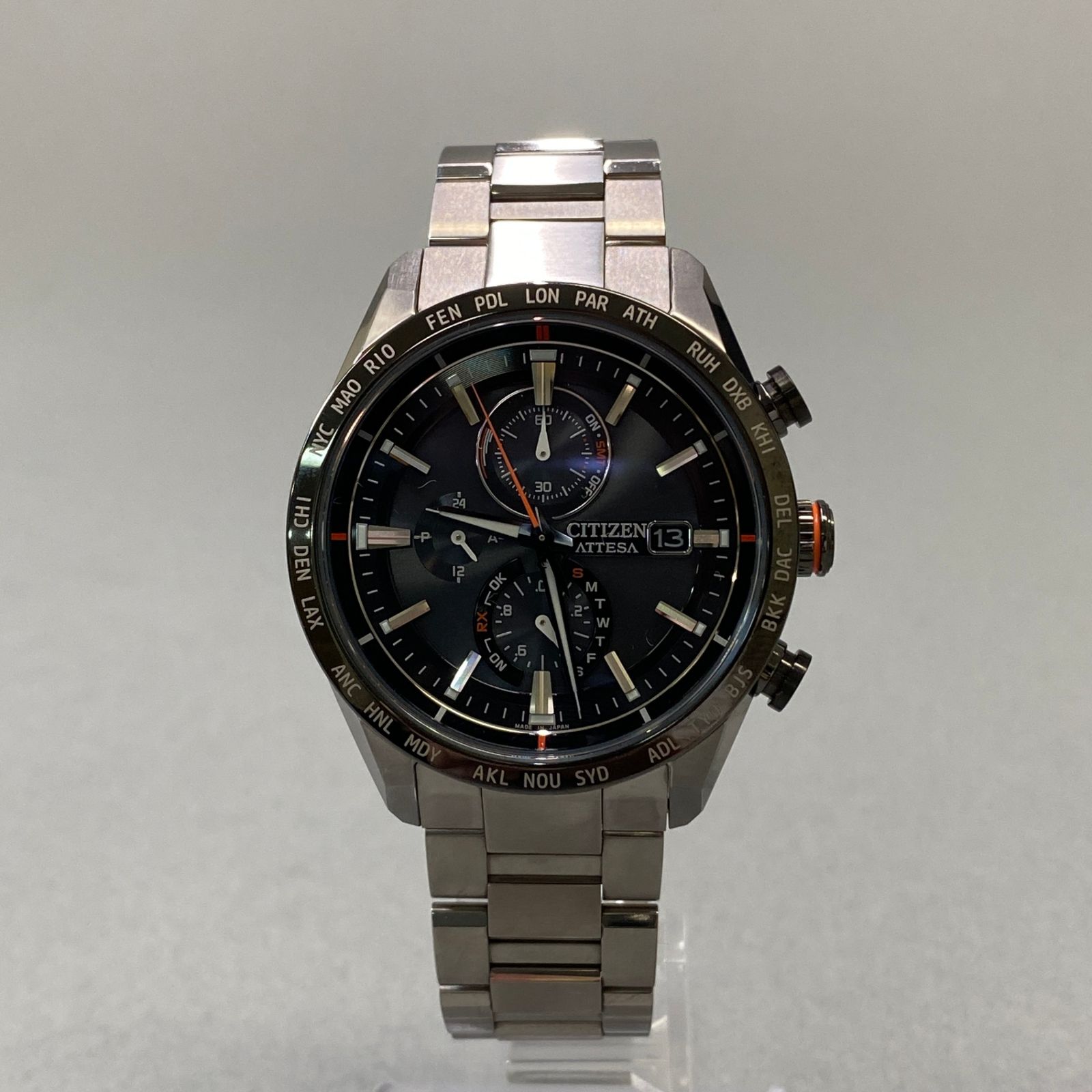 美品 CITIZEN シチズン ブラック シルバー 電波ソーラー 腕時計 メンズ  