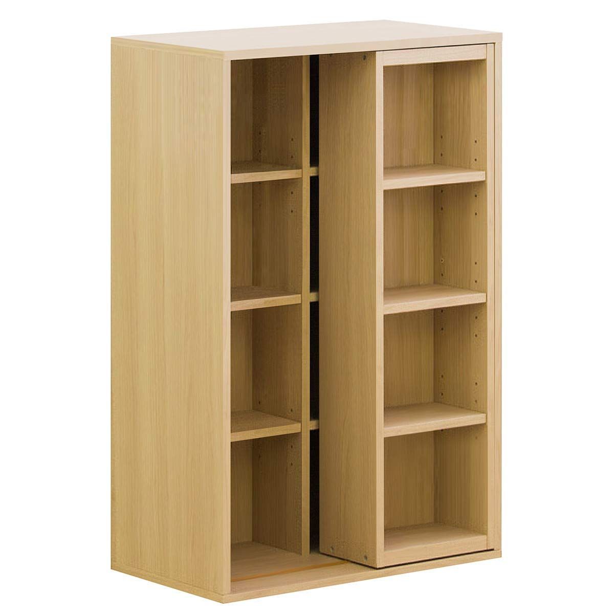 【人気商品】コミック 本棚 スライド書棚 大容量 幅57.5cm ナチュラル 093329 書棚 クロシオ