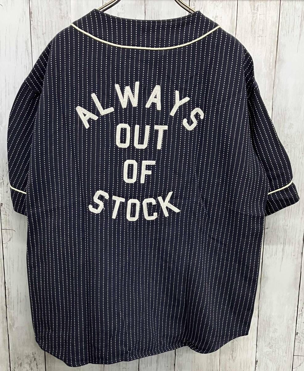 ALWAYS OUT OF STOCK ALOSTK ベースボールシャツ オールウェイズアウトオブストック ネイビー 半袖シャツ サイズM