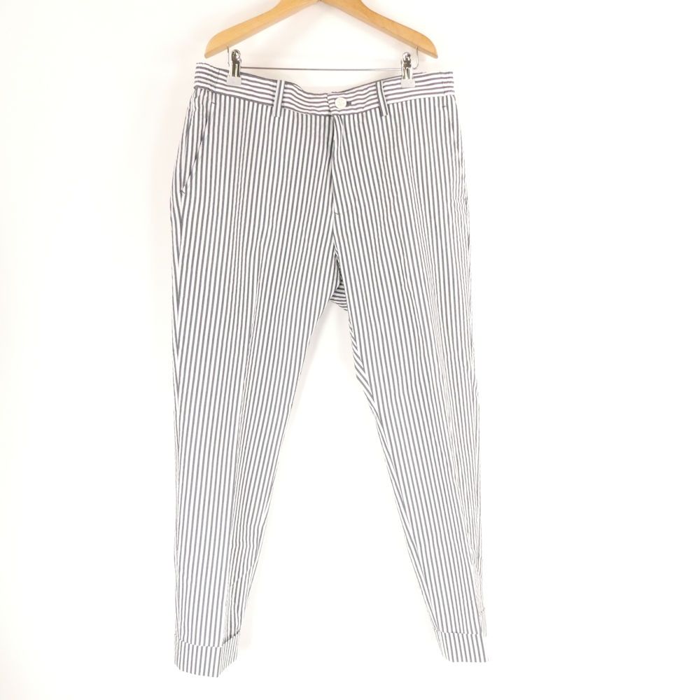 美品 1PIU1UGUALE3 ウノピュウノウグァーレトレ MRP618 UNCON SLACKS スラックス VI XL ポリエステル コットン パンツ ストライプ メンズ HM755A83 美品 1PIU1UGUALE3 ウノピュウノウグァーレトレ MRP618 UNCON