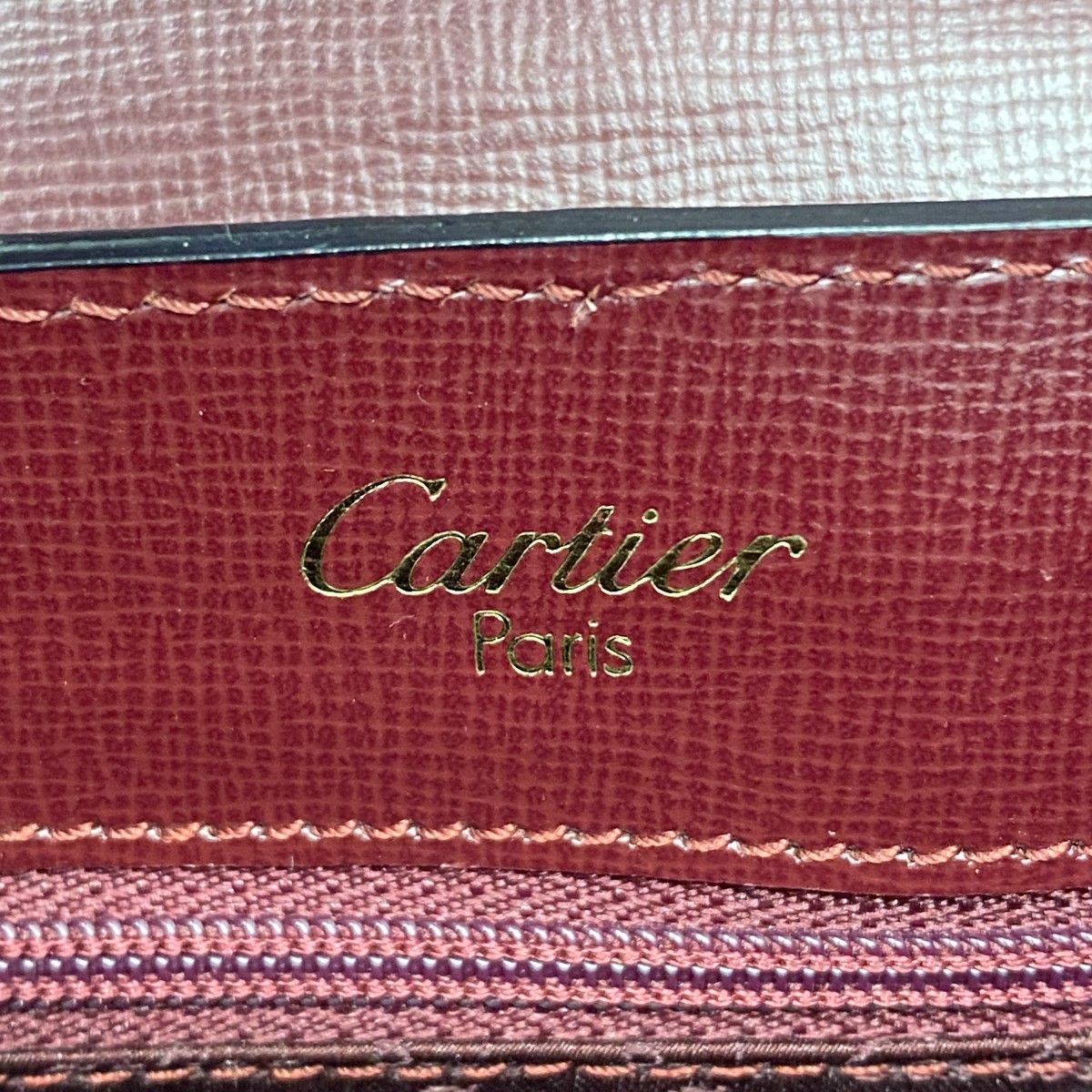 5ic2756】カルティエ ショルダーバッグ マスト レザー ボルドー  
