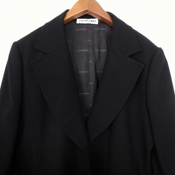 anc レオナール LEONARD ジャケット 46 黒 シルク 大きいサイズ