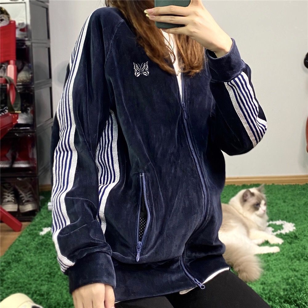 Needles ニードルス ベロアトラックジャージ セットアップ ネイビー