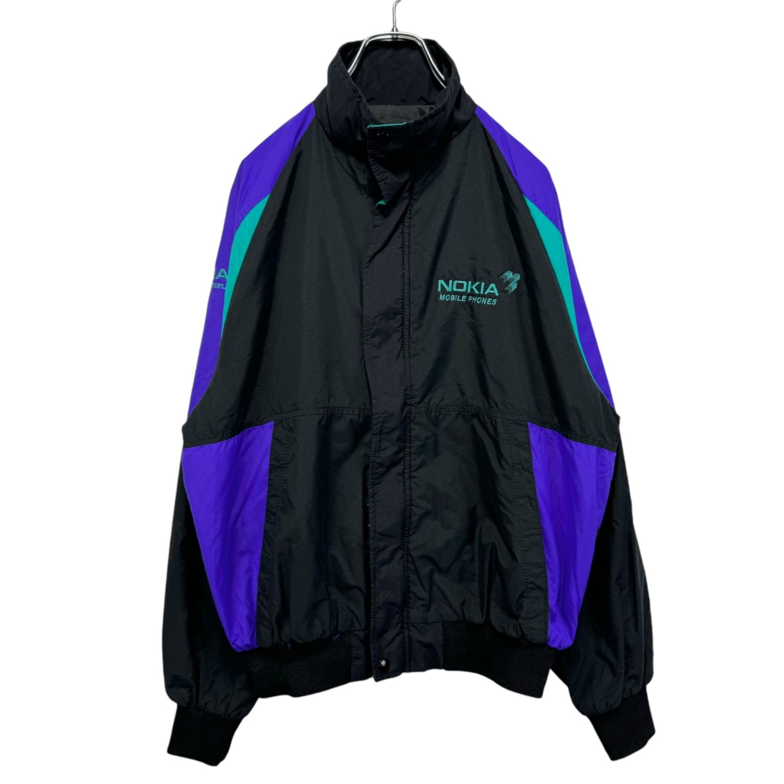 90s NOKIA Logo Embroidery Nylon Zip-up Jacket ノキア
