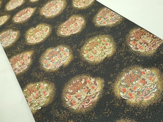 平和屋着物■極上　西陣の名門　加納幸謹製　六通柄袋帯　唐織　鏡裏吉祥花文　金糸　逸品　DZAB0056kh5 平和屋着物□極上 西陣の名門 加納幸謹製 六通柄袋帯 唐織 向かい鳥花