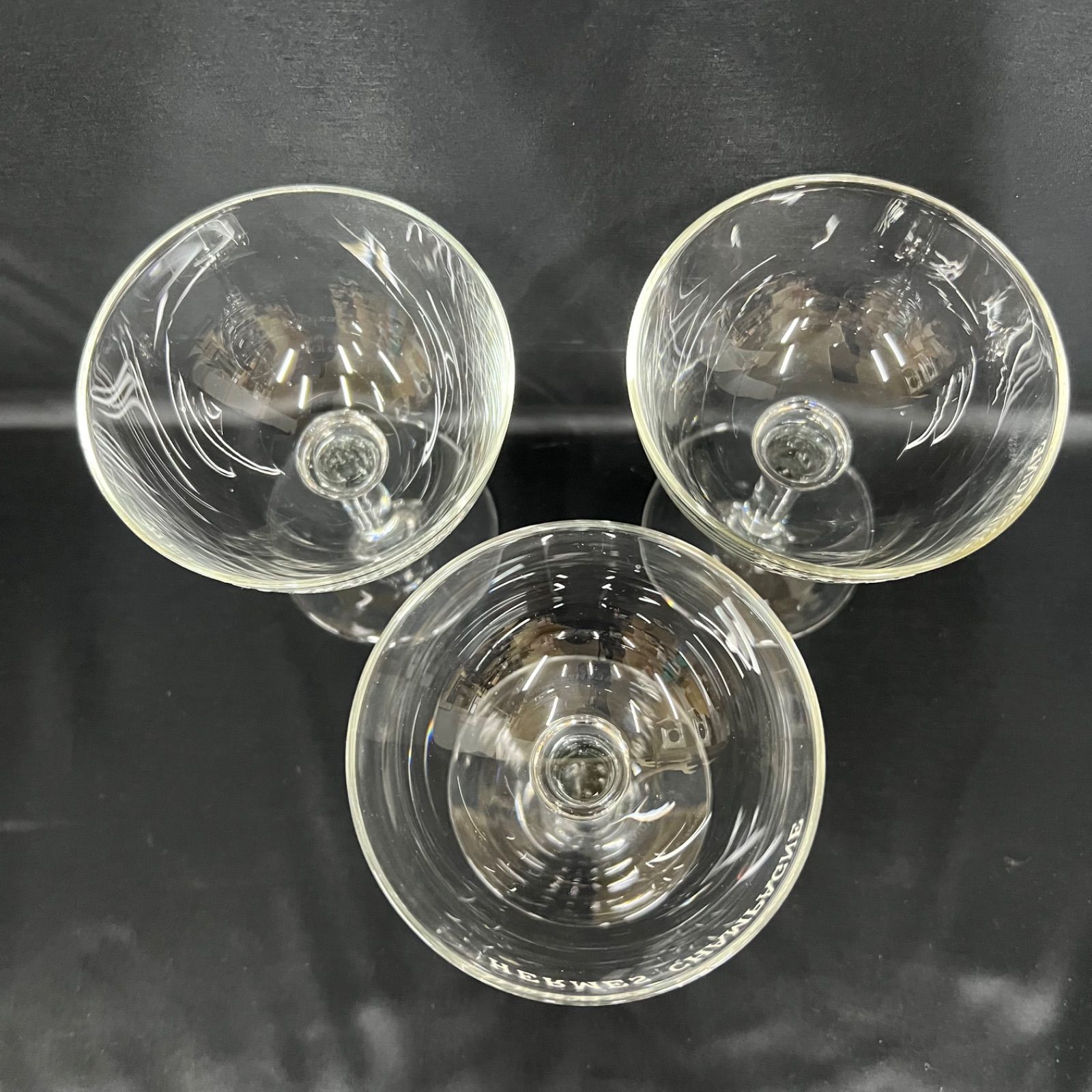 M-a19 エルメス HERMES シャンパングラス ビンテージ レトロ 3個セット