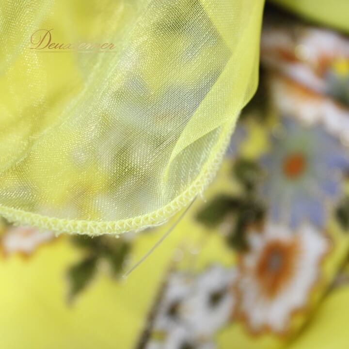 社交ダンス 衣装 ドレス ワンピース レッスンウェア レディース オールシーズン prima boutique プリマブティック イエロー系 黄色 華やか デザイン 花模様 二重スカート ポリエステル 伸縮性 女性用 結婚式 パーティー LLC-HASEGAWATOSO_COM