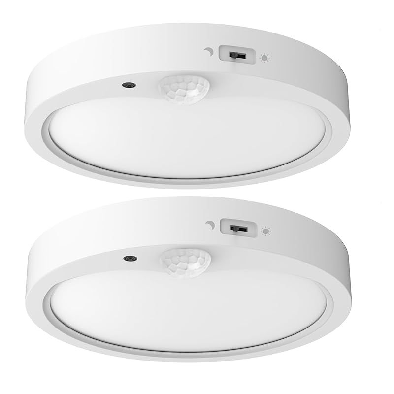 【節電対策-5年】OCIOC 省エネ LEDシーリングライト 4畳 6畳 18w 超薄デザイン 洗面所 台所 トイレ キッチン 廊下 玄関 小型 天井照明 工事不要 リモコンなし メーカー5年 (人感センサー， 4畳 白枠 2160lm 2個入り（昼光色） 0