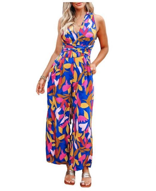 【送料無料】 カップシー レディース ジャンプスーツ トップス Women's Bold Floral Self Tie Jumpsuit No Color