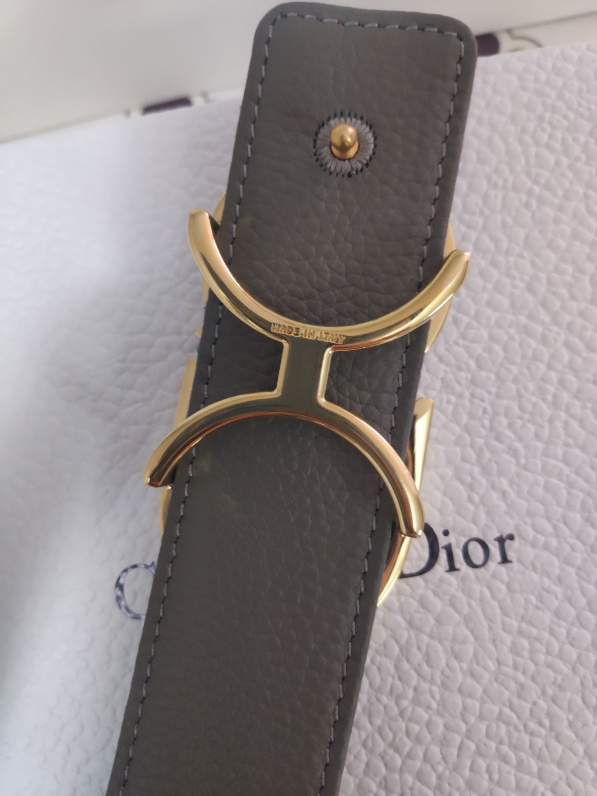 クリスチャンディオール✨Dior ベルト グレー サドルベルト 金色