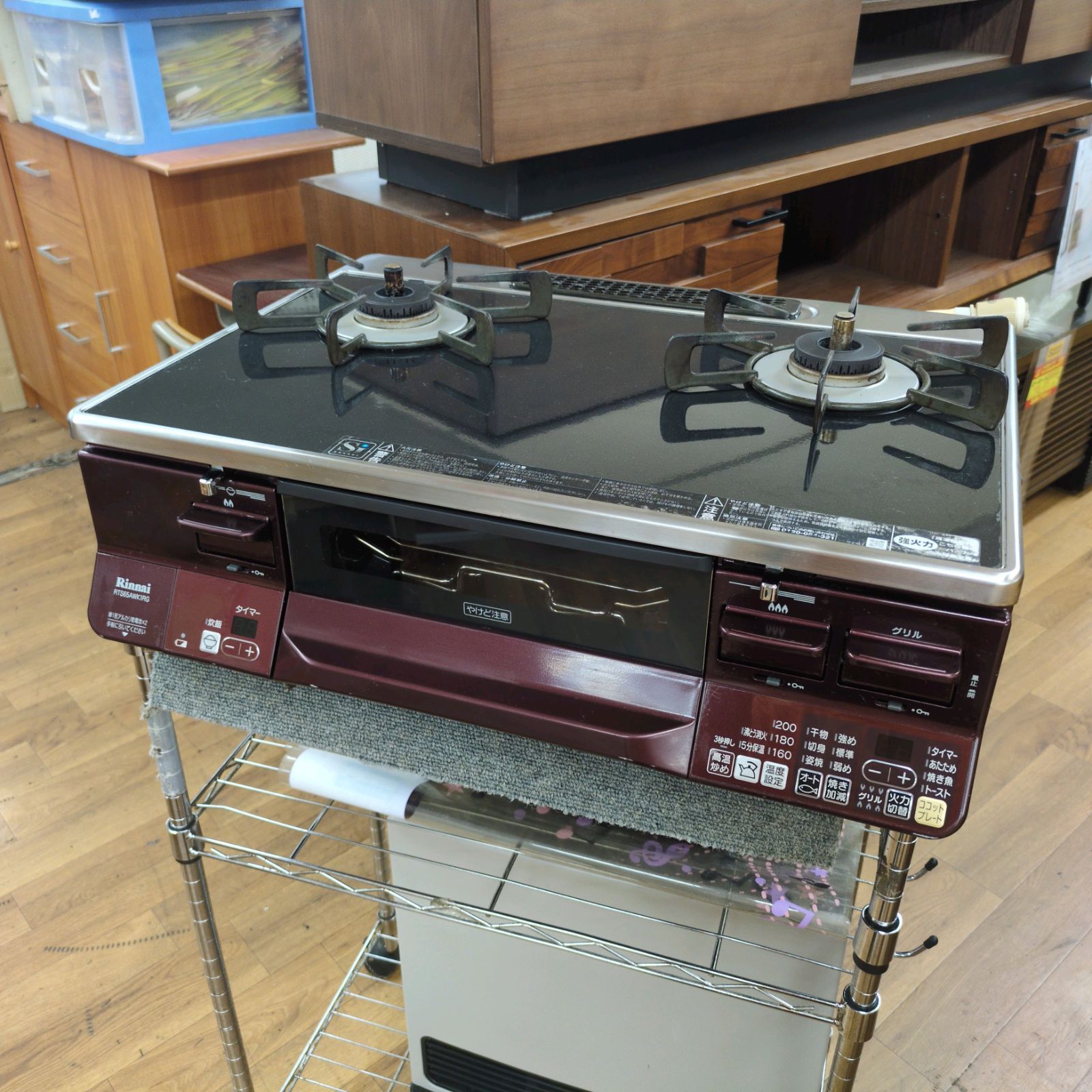 J306 側面キズ グリル使用感 2019年製 Rinnai 都市ガスコンロ 水無し両面焼きグリル