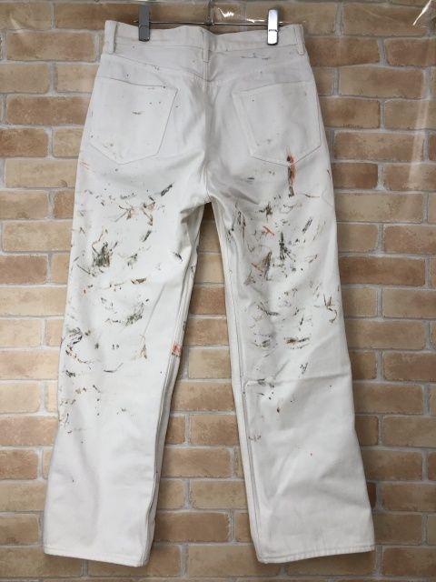 【中古】 タグ付 AURALEE オーラリー HARD TWIST DENIM HAND PAINTED 5P PANTS ホワイト 30 111396202