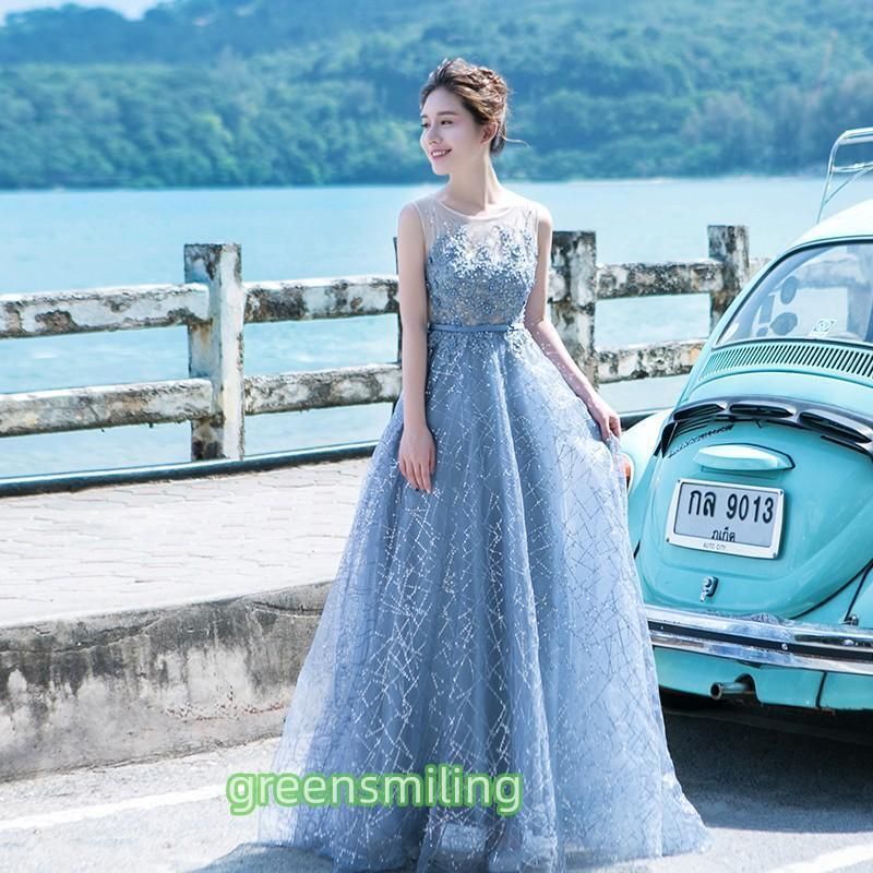 ドレス 青 安い イブニングドレス 花嫁 ロング パーティードレス 演奏会 フォーマルドレス 結婚式 二次会 カクテルドレス 大きいサイ