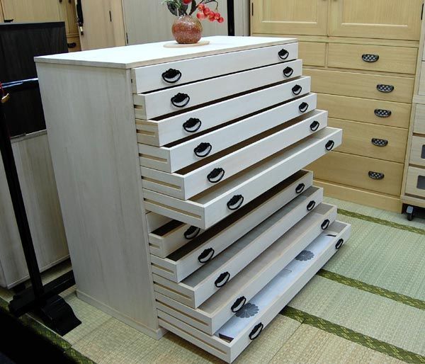 薄型引出し12段 桐タンス