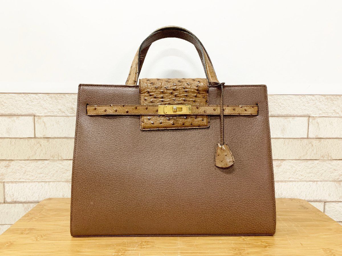 Creations D.P.PARIS オーストリッチハンドバッグ ショルダーバッグ 