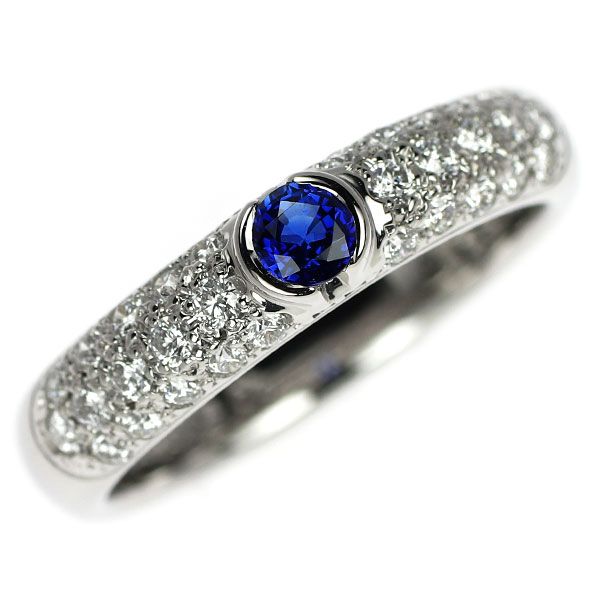 まみる サファイア ダイヤモンド リング ミキモト Pt950 サファイア ダイヤモンド リング 0.16ct D0.30ct