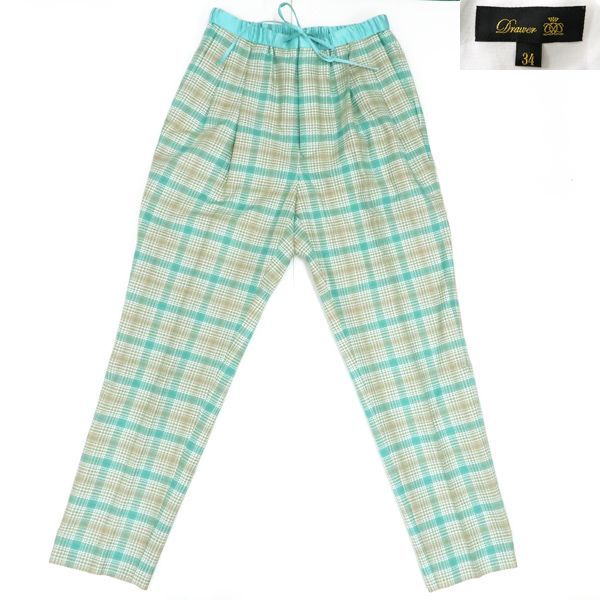 Drawer グレンチェック ドロストパンツ スリム 6514-236-1089 ブルー系 