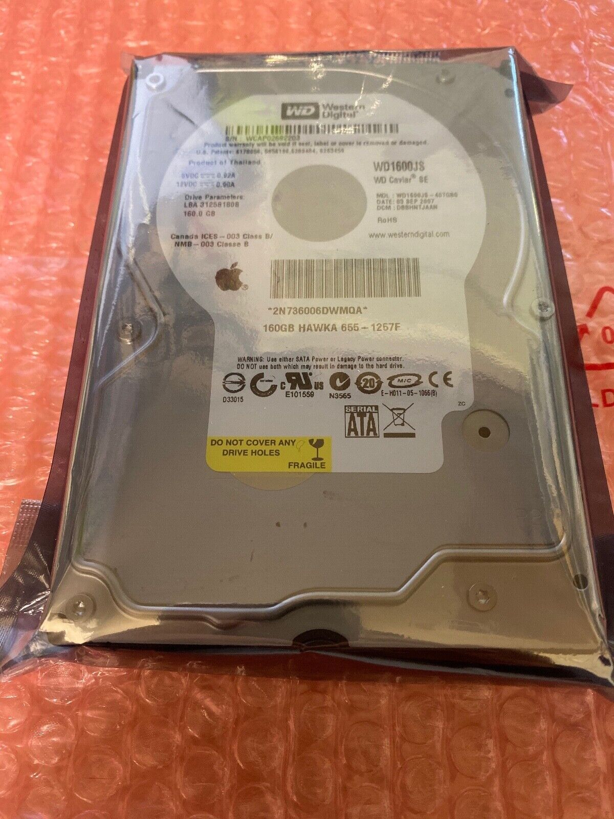 Western Digital 160GB 3.5 SATA Hard Drive WD1600JS-40TGB0 CBBHNTJAAN