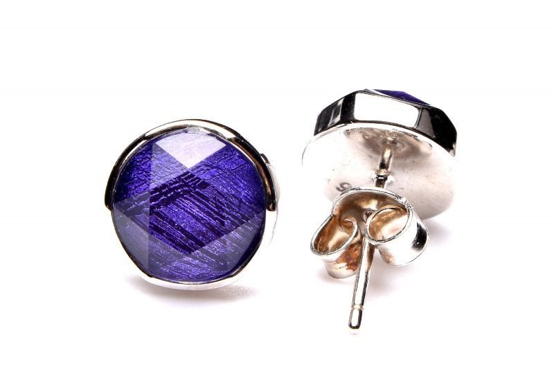 PRG1115 シルバー925・パープル ギベオン(メテオライト隕石) 六芒星 ピアス 1個売り パワーストーン 天然石 _PRG1115