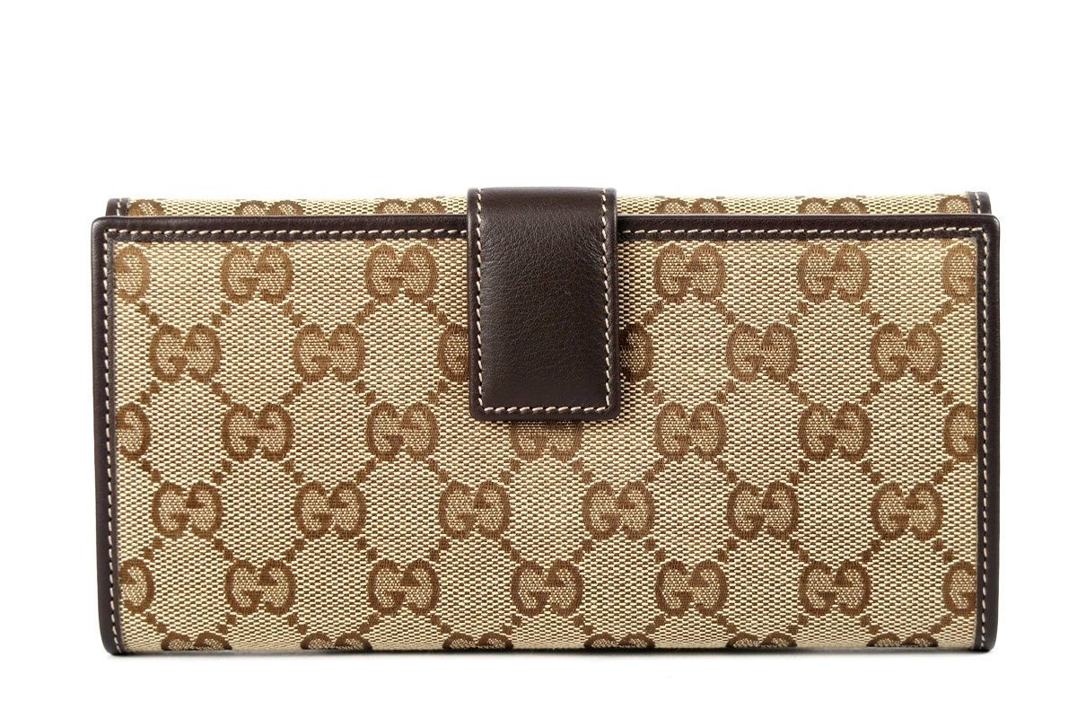 新品同様・未使用】GUCCI グッチ GG シマ 二つ折り長財布 ベージュ系