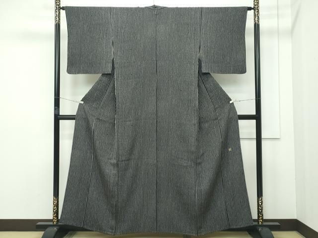 平和屋本店□極上 池田重子コレクション 小紋 単衣 鹿の子間道 黒地