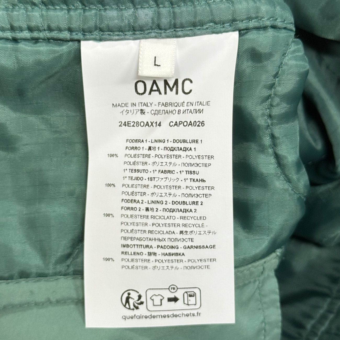 OAMC 24SS Sports jacket RE:WORK LINER OVERDYED スポーツ ジャケット 