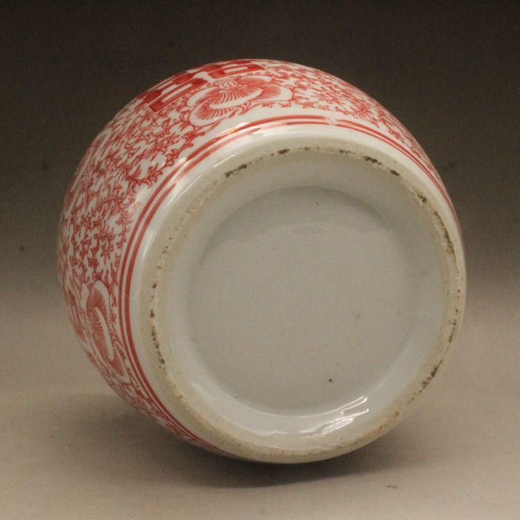 清光緒釉里紅双喜茶壺 景徳鎮 陶磁器 装飾品 現代工芸品美術品