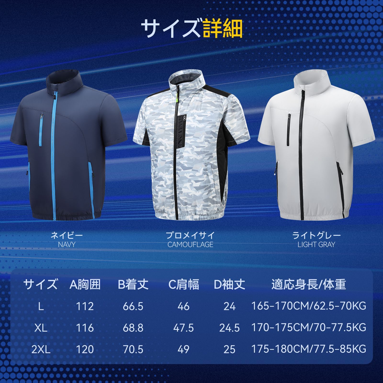 2025新登場！空調服 空調作業服 風神服 猛暑・熱中症対策 2XL ブルー