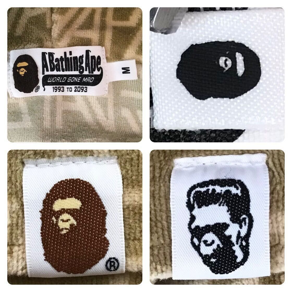 BAPE Logo Monogram Velour Shark Full Zip Hoodie Mサイズ ベージュ a  