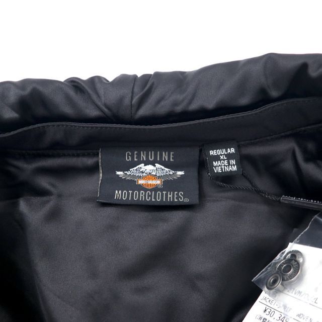 HARLEY DAVIDSON レーシングジャケット ライダースジャケット XL ブラック ポリエステル バックロゴプリント フード着脱式 JACKET-STRIPE BLACK 97439-21VW 未使用品