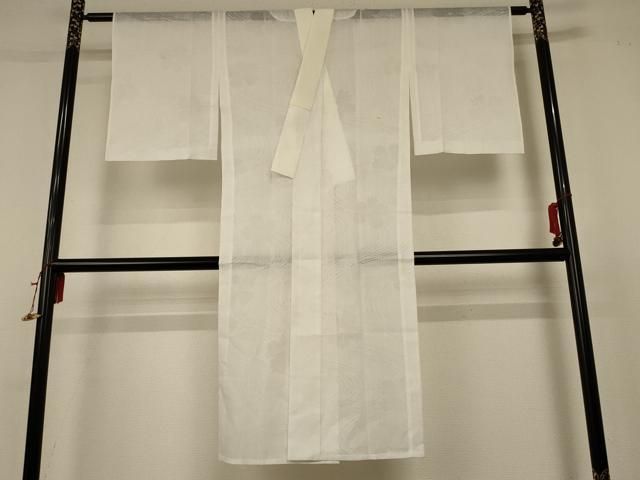 平和屋着物＊夏物 長襦袢 流水桜紋紗 白色 洗える着物 AABC3461jd