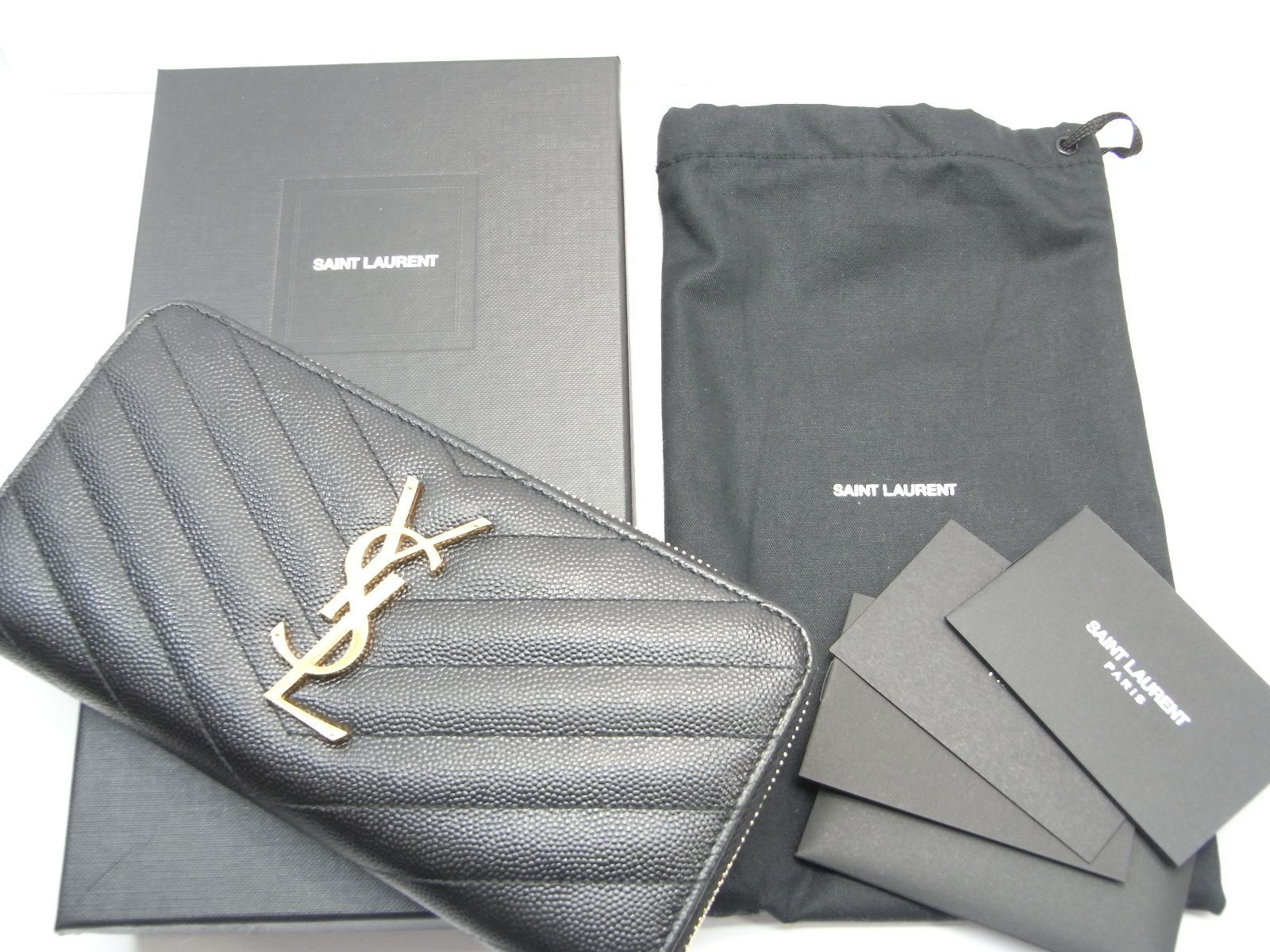 美品✨ サンローラン 長財布 ラウンドジップ カサンドラ キャビアスキン 黒 美品】SAINT LAURENT (サンローラン) ラウンドジップ長財布 カサンドラ