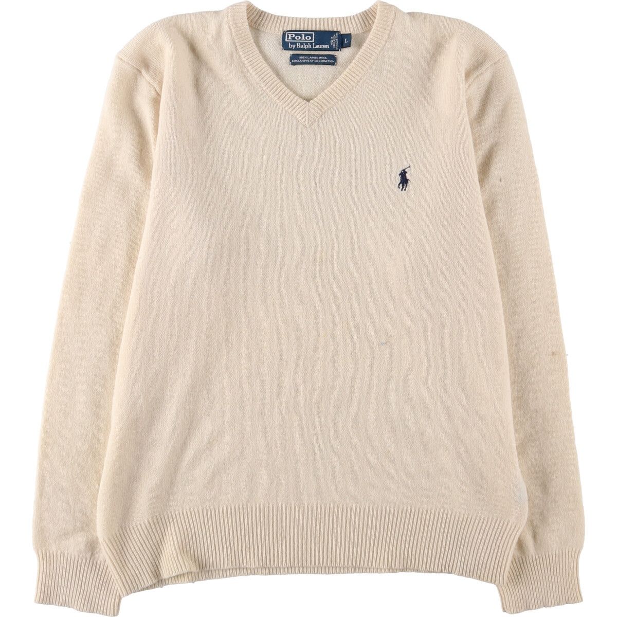古着 ラルフローレン Ralph Lauren POLO by Ralph Lauren Vネック ラムウールニットセーター メンズL相当/eaa493083
