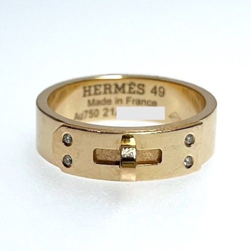 値下げ！HERMES　エルメス　ケリーPM　リング　H109041B　750PG　4Pダイヤモンド0.02ct　＃49　ブランドジュエリー　 アクセサリー　指輪　9号　K18PG　Au750　750ピンクゴールド　18金【中古】【59317】