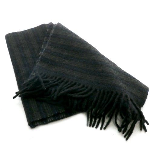 バーバリーブラックレーベル BLACK LABEL マフラー ストール 大判 フリンジ カシミヤ カシミア 毛 総柄 ストライプ柄 ロゴ 黒 ブラック 青 ブルー 灰 グレー MP GY 19 その他 トップス